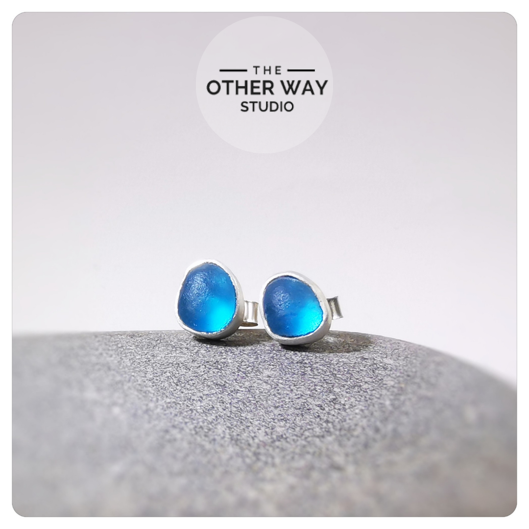 Handmade Recycled Silver & Gower Sea Glass Earrings