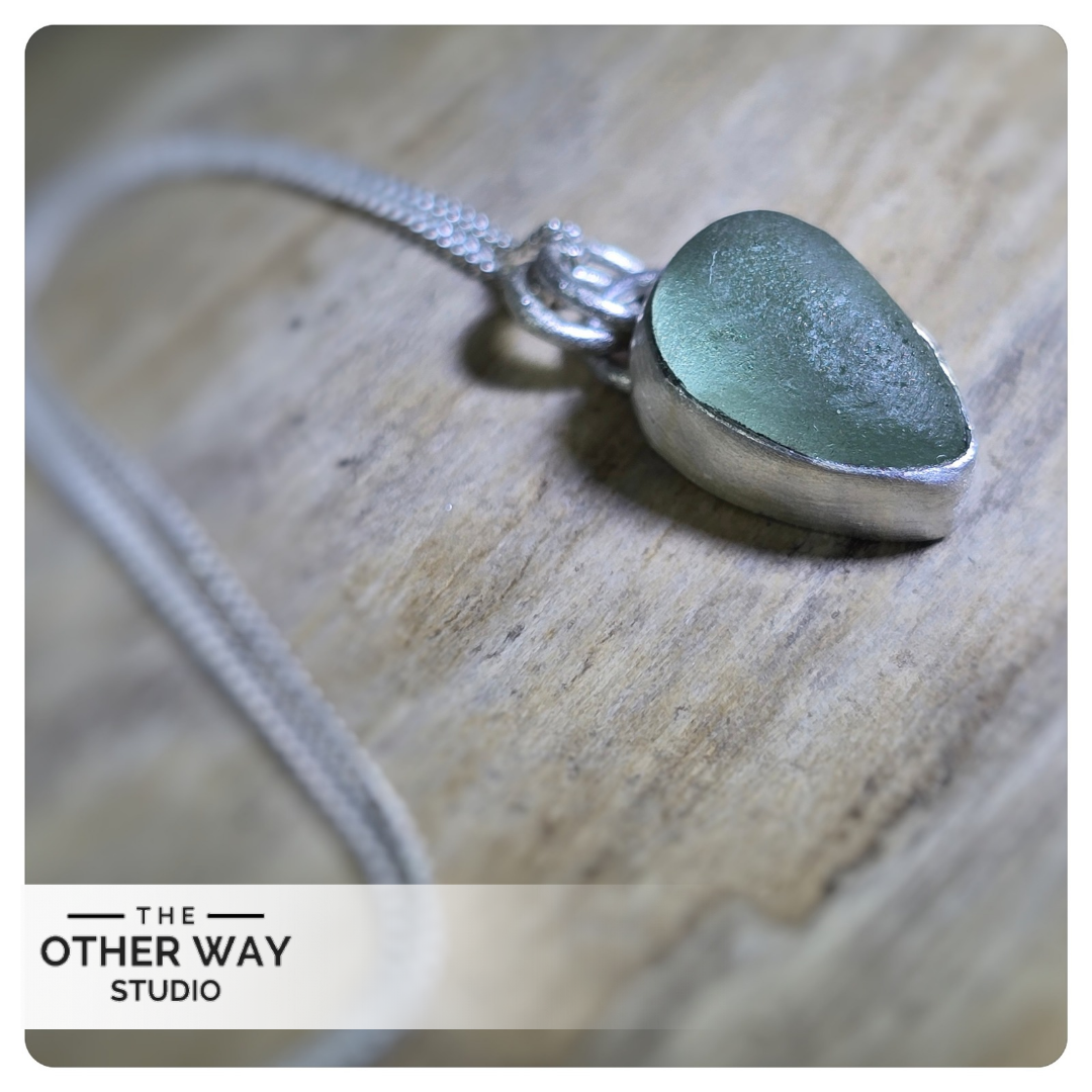 Recycled Silver & Sea Glass Necklace