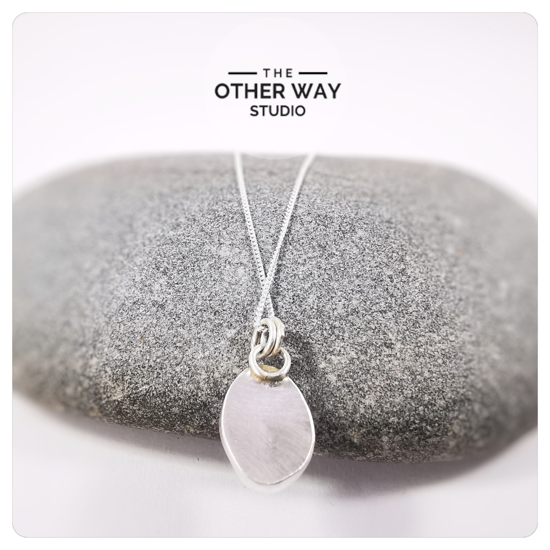 Recycled Silver & Sea Glass Pendant & Necklace
